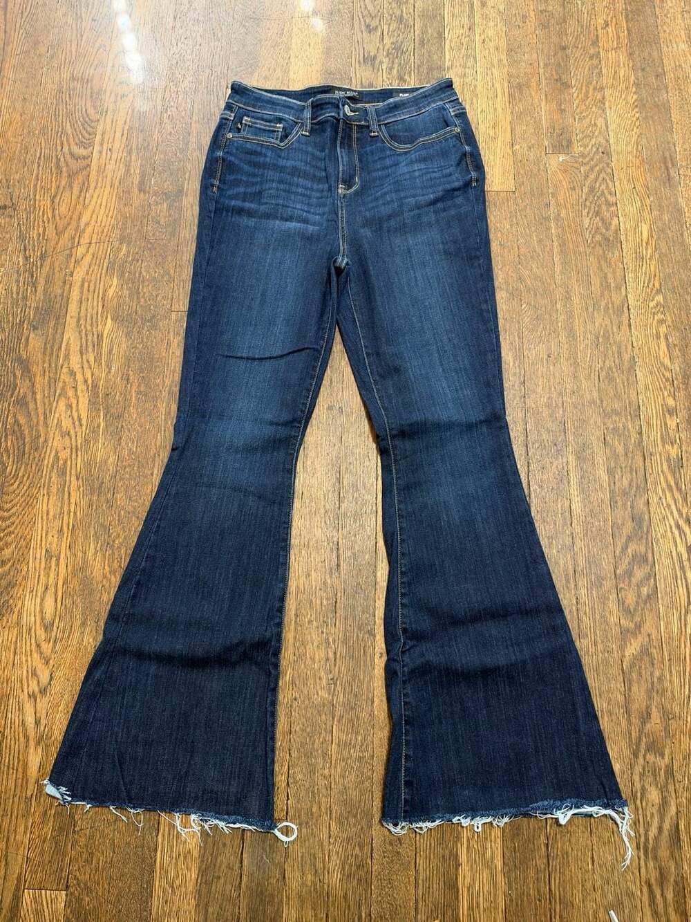 Judy Blue Flare Jeans Size 9/29 Dark Wash Raw Hem JB82343DK-CO